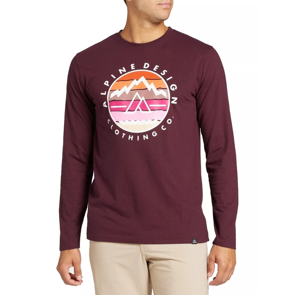 NWT Alpine Design Men's Long Sleeve Graphic T-Shirt Mountains Outdoors Small